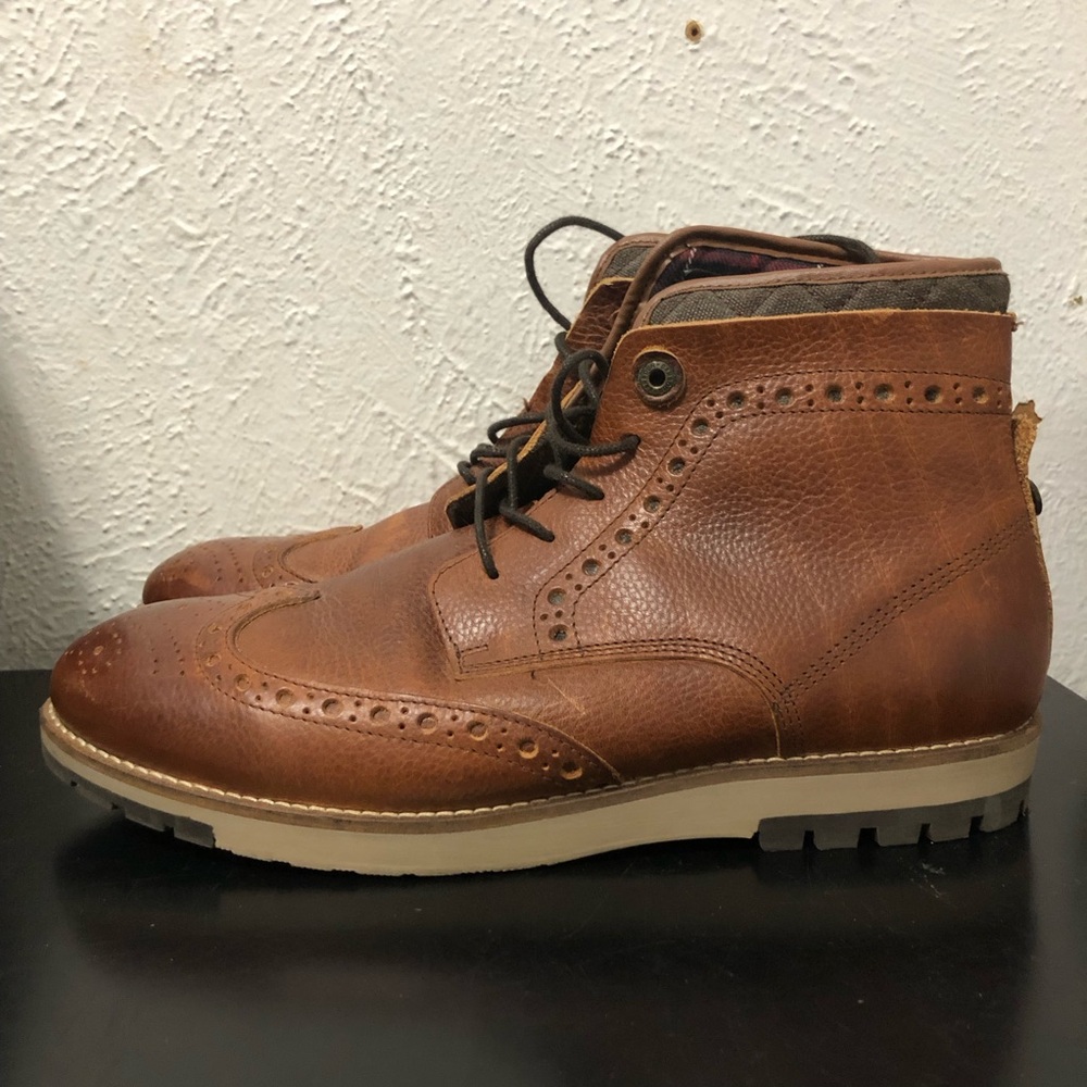 Men's Brown Leather Wingtip Boot - Unbranded